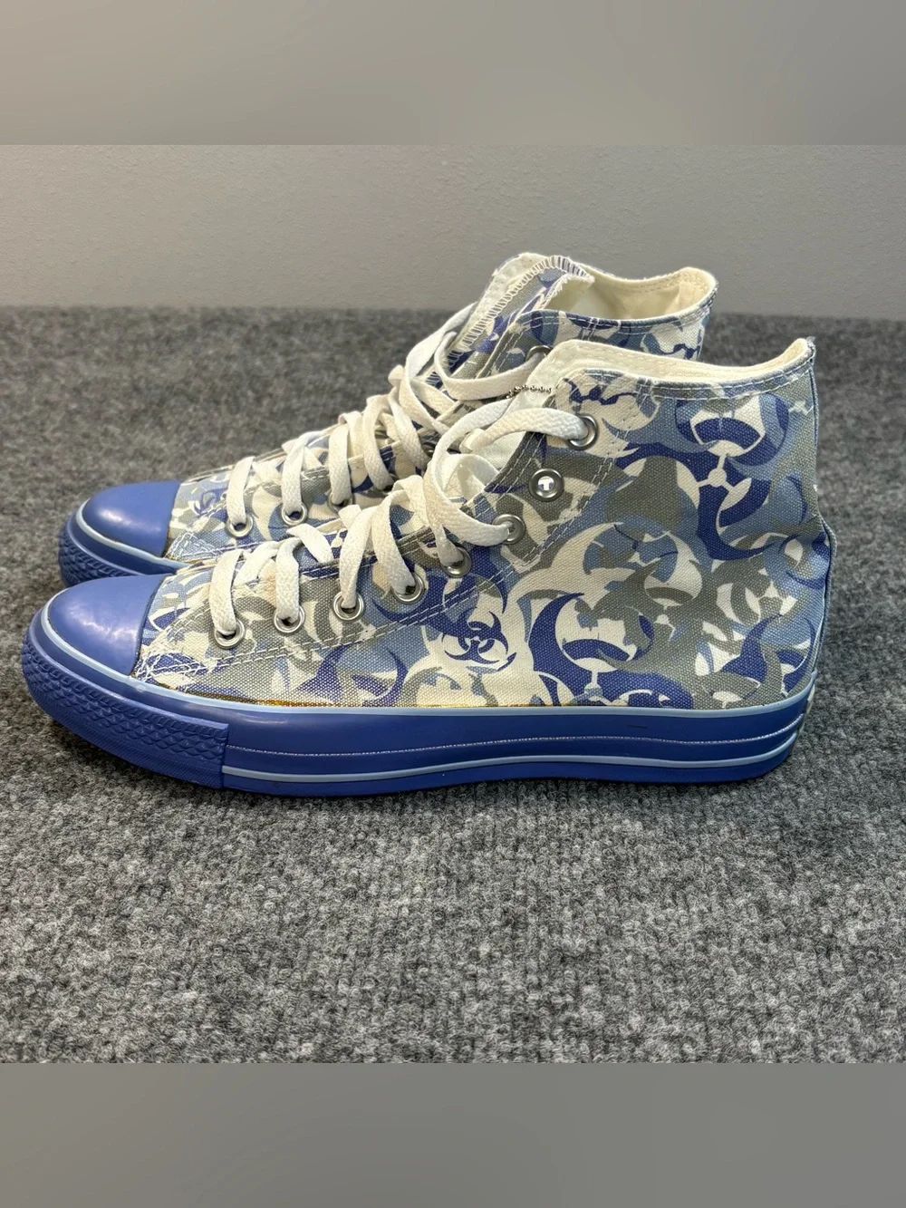Converse All Star High Top Blue Camo Biohazard Aquatic VTG 1W317 Mens Sz 8 Tag - Picture 3 of 16